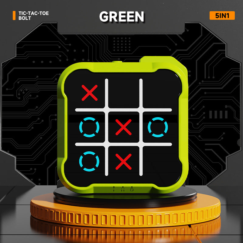 Green All-in-One Tic-Tac-Toe Desktop Game - Portable Family Interactive Board Toy, Brain Training Puzzle & Travel-Friendly Strategy Game