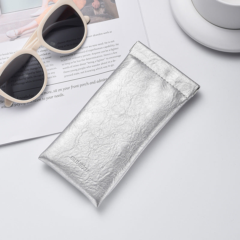 3-Pack Sliver Retro Texture Eyeglass Cases - PU Leather Anti-Pressure Glasses Pouch