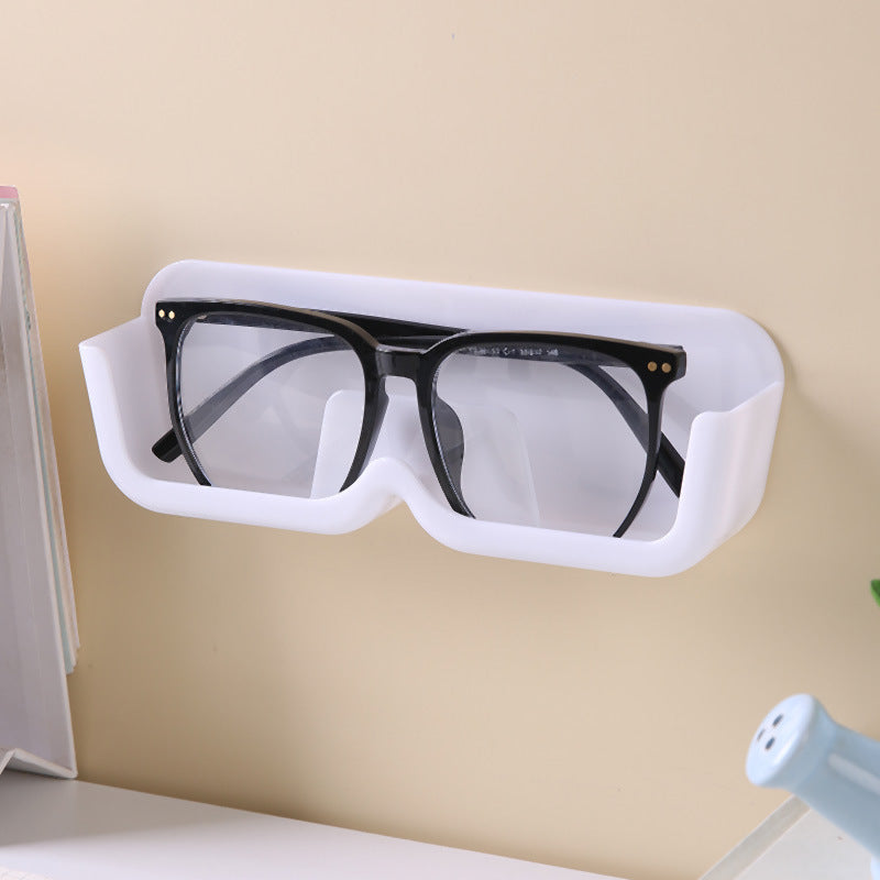 3-Pack Wall-Mounted Glasses Organizer - PET Bedside Bathroom Eyewear Storage Shelf, Anti-Pressure & Space-Saving(White)