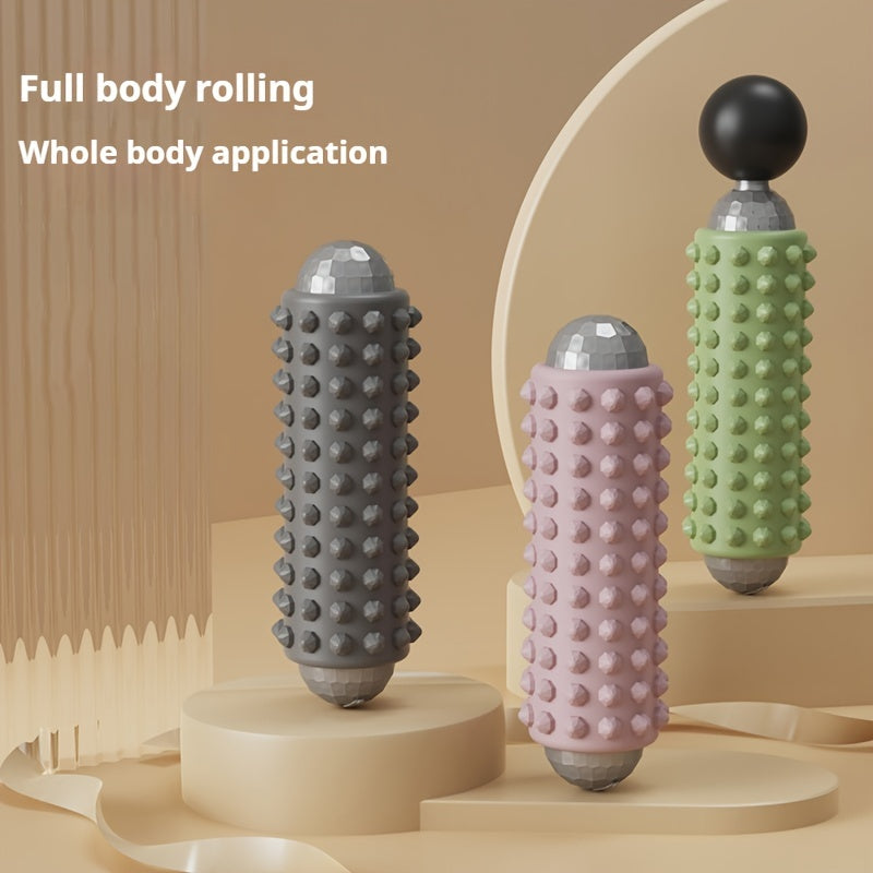 Green Portable Electric Yoga Massage Roller - Handheld Fitness Recovery Tool, Deep Tissue Muscle Relaxer & Fascia Release Stick