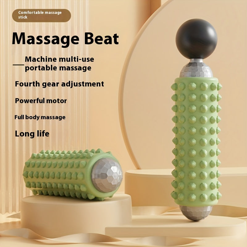 Grey Portable Electric Yoga Massage Roller - Handheld Fitness Recovery Tool, Deep Tissue Muscle Relaxer & Fascia Release Stick