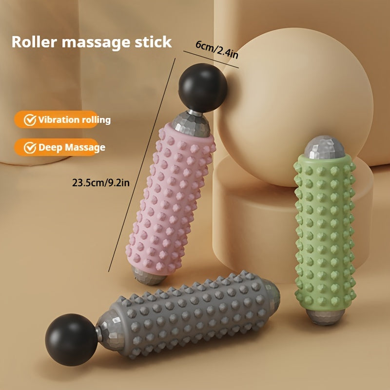 Pink Portable Electric Yoga Massage Roller - Handheld Fitness Recovery Tool, Deep Tissue Muscle Relaxer & Fascia Release Stick