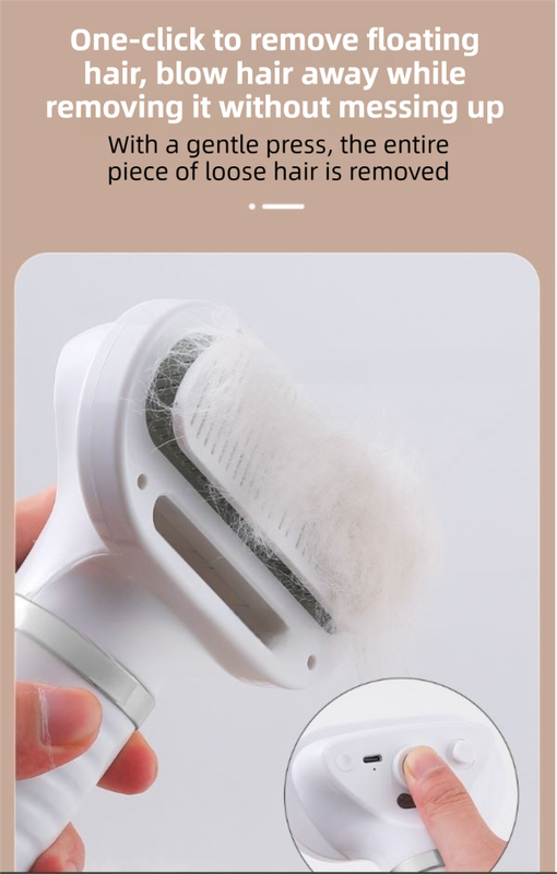 Rose Gold 6-in-1 Pet Grooming Hair Dryer with Noise-Reduction - Lightweight Handheld Blow Dryer & Mist Slicker Brush - 3-Speed Temperature Control, One-Click Deshedding & Painless Massage