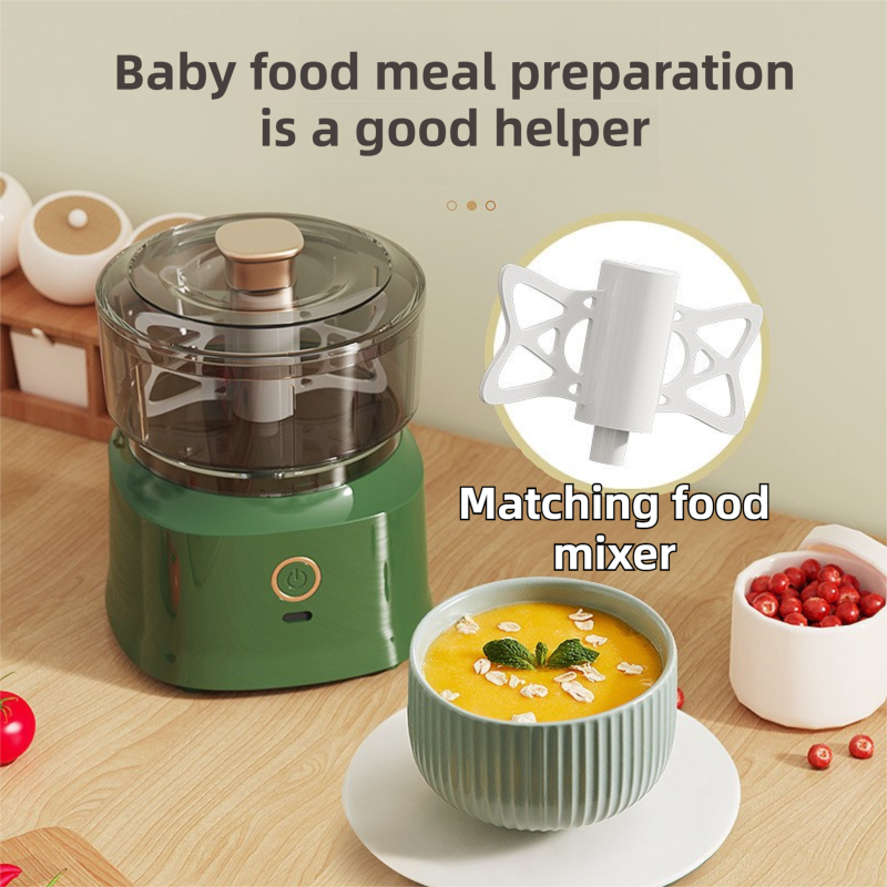 Green Wireless Electric Kitchen Grinder - Portable 150ml Baby Food Maker with 3 Stainless Steel Blades, USB Charging