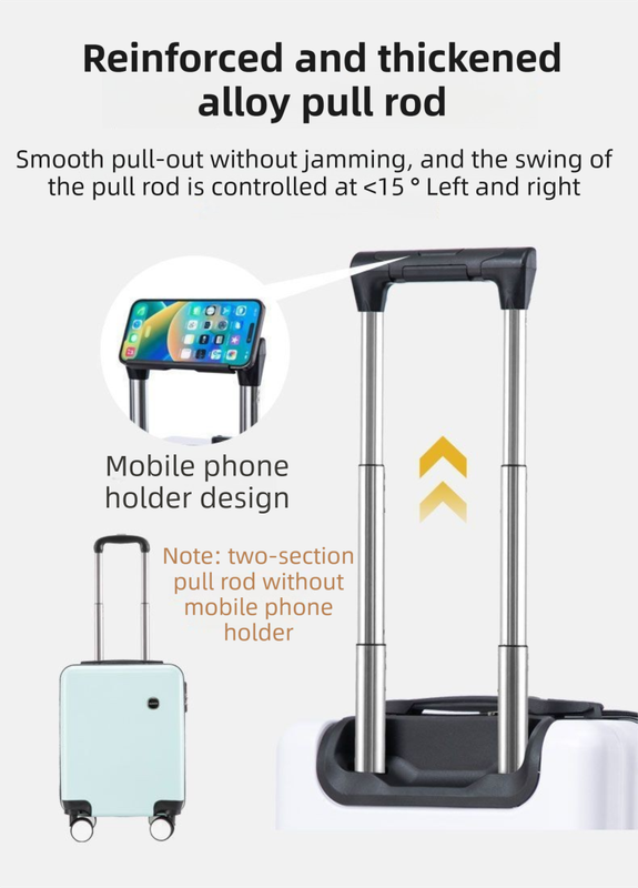 White 14 Inch Lightweight Carry-on Luggage for heights under 1.6m - Underseat & Overhead Cabin Hardside Suitcase with Cup Holder & Phone Stand