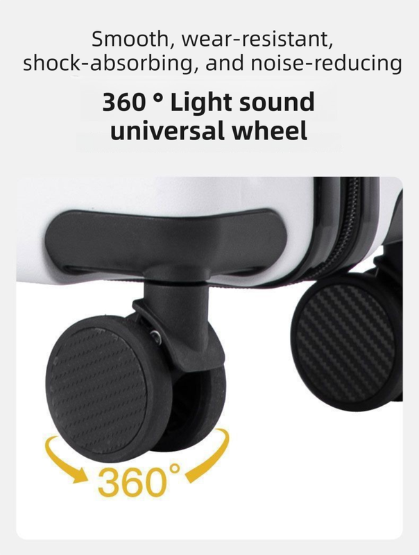 White 16 Inch Lightweight Carry-on Luggage for heights under 1.6m - Underseat & Overhead Cabin Hardside Suitcase