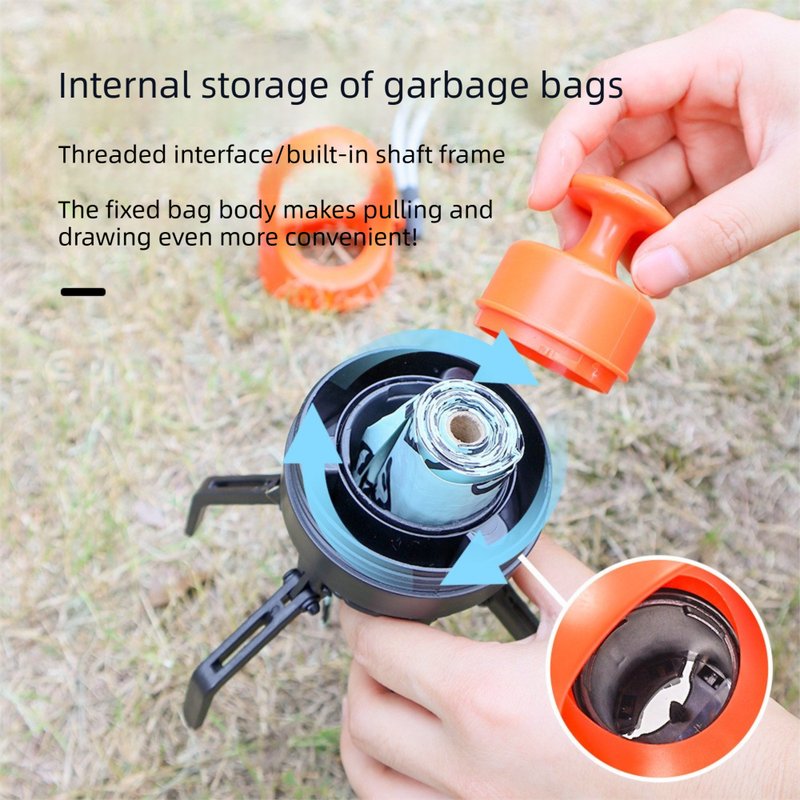 Orange Foldable 6-Claw Pet Pooper Scooper with Integrated Waste Bag Dispenser & 1 Roll of Bags - Durable One-Handed Operation for Outdoor Walking