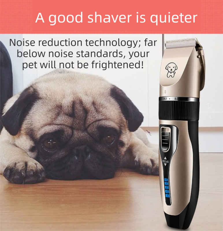 Black K5 Lightweight Pet Precision Grooming Clipper - USB Rechargable, Low Noise Dog & Cat Hair Trimmer with 5-Level Adjustable Titanium Ceramic Blade & 4*Guide Combs