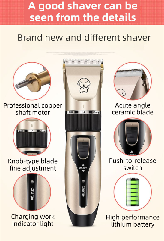 Black K5 Lightweight Pet Precision Grooming Clipper - USB Rechargable, Low Noise Dog & Cat Hair Trimmer with 5-Level Adjustable Titanium Ceramic Blade & 4*Guide Combs