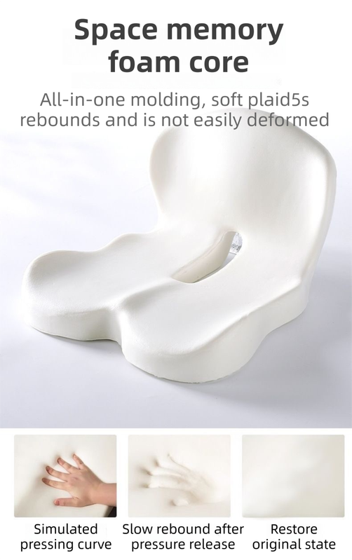 Black-Grey Ergonomic Memory Foam Seat Cushion & Lumbar Support(44x42x32CM) - Relieves Sciatica & Corrects Posture with Breathable Cover