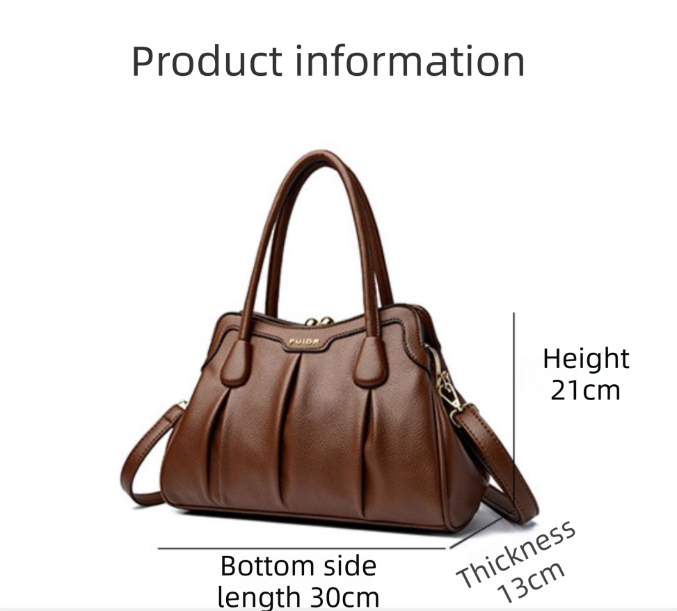 Brown Women's Premium Wear-Resistant Leather Shoulder Bag - Vintage Frame Kiss-Lock Handbag & Crossbody Satchel