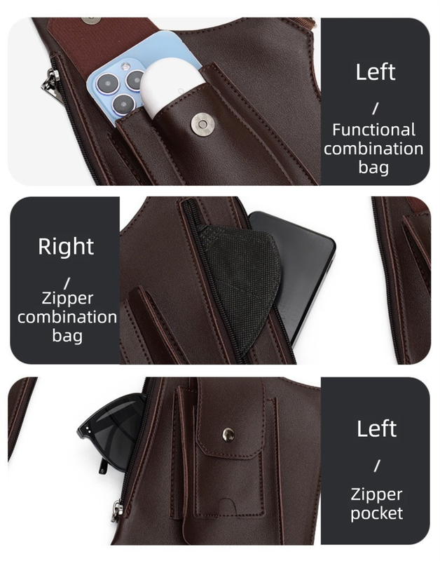 Coffee Multi-functional Expandable Men's Tactical Chest Rig Bag - Waterproof & Lightweight Retro Underarm Pack