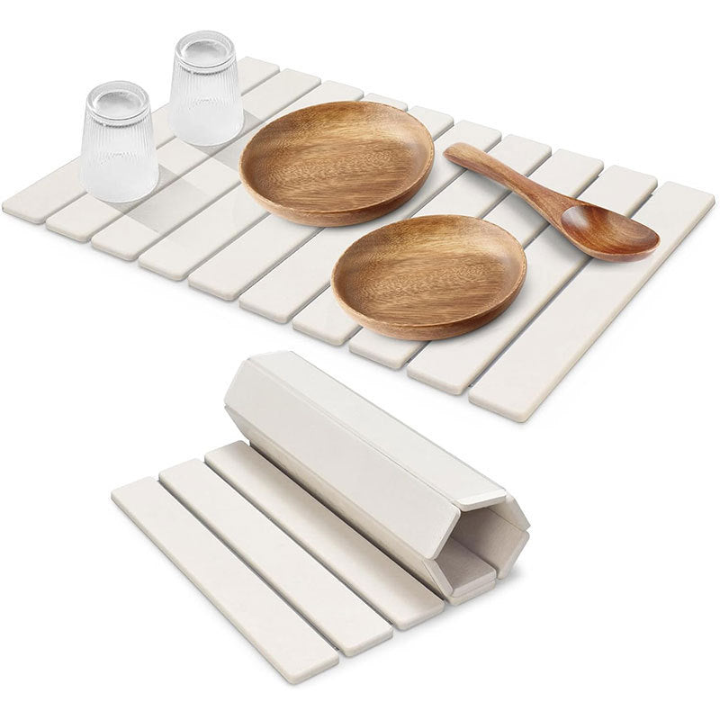 30x40cm Foldable Marble Pattern Kitchen Dish Drainer(Style 3) - Ultra-Absorbent Natural Stone Mat, Fast-Drying & Space-Saving