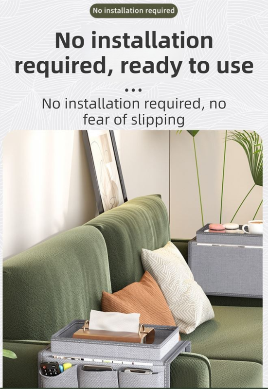 Beige Foldable Sofa Armrest Organizer With 3-Zones - 20kg Load Capacity, Thickended Oxford Cloth Storage Bag for Dorms, Cars & Living Rooms