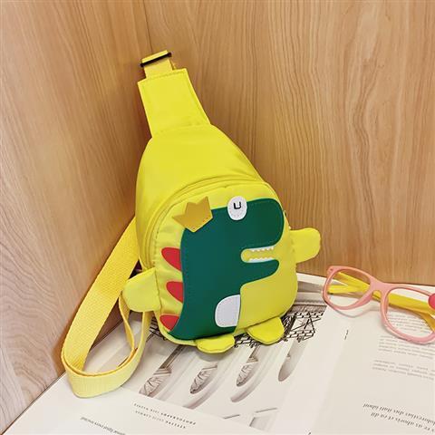 Yellow Kids Cartoon Dinosaur Chest Bag Cute Lightweight Nylon Crossbody Shoulder Pack for Toddlers Outings and Travel New Arrival Gift