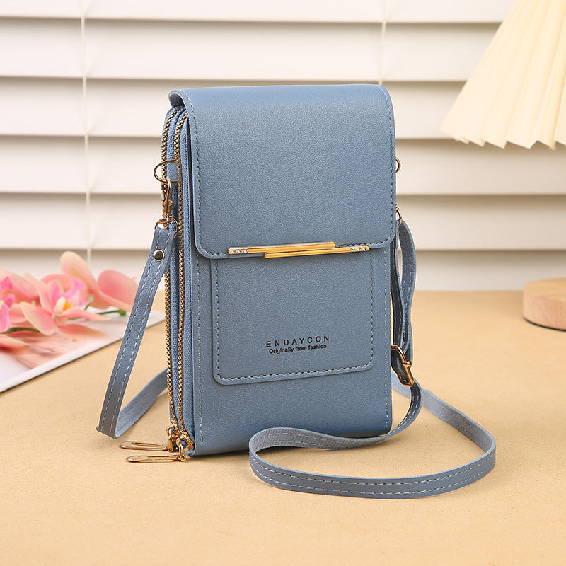 Blue Touch Screen Crossbody Phone Bag for Women Small Shoulder Purse with Dual Zippers and Card Slots Compact Travel Pouch Australian Lifestyle