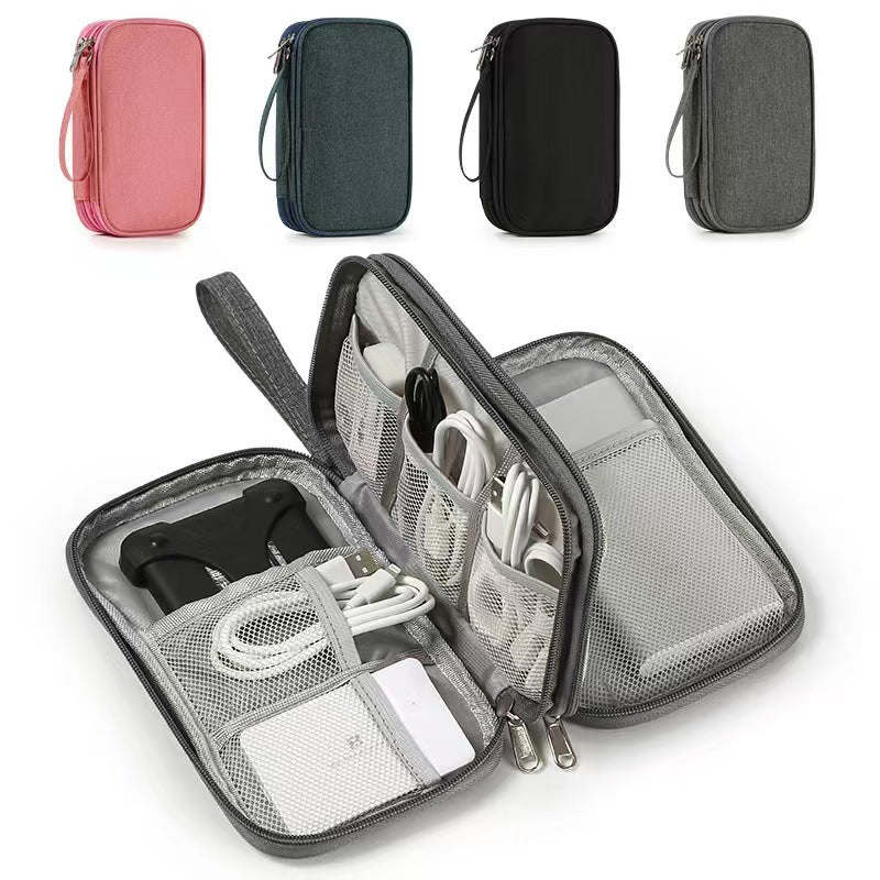 2-PCS Grey Double Layer Travel Electronics Organizer Bag Waterproof Cable Pouch for Power Bank and Phone Portable Storage for Australians