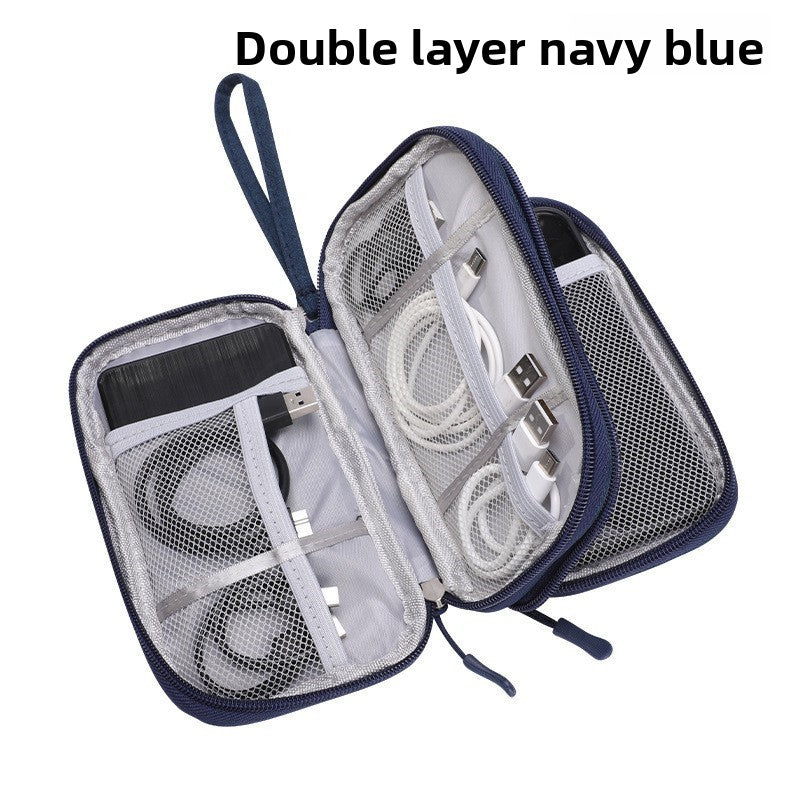 2-PCS Navy blue Double Layer Travel Electronics Organizer Bag Waterproof Cable Pouch for Power Bank and Phone Portable Storage for Australians