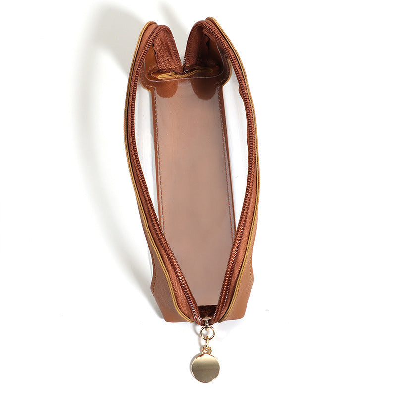 2-Pcs White Transparent Makeup Brush Case – Portable Zippered Cosmetic Pouch with Clear Window for Travel and Daily Use in Australia