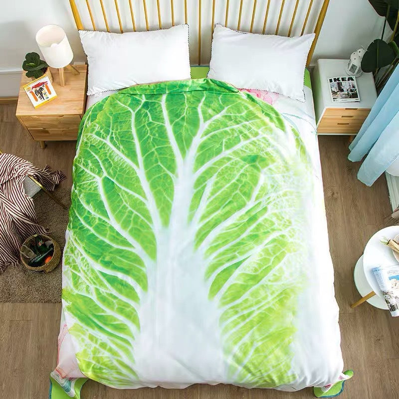 Cute Cabbage-Shaped Fleece Blanket – Fun and Cozy Throw for Naps, Office Use, Air Conditioning, or Baby Swaddling (Green & White)(85cm*85cm)
