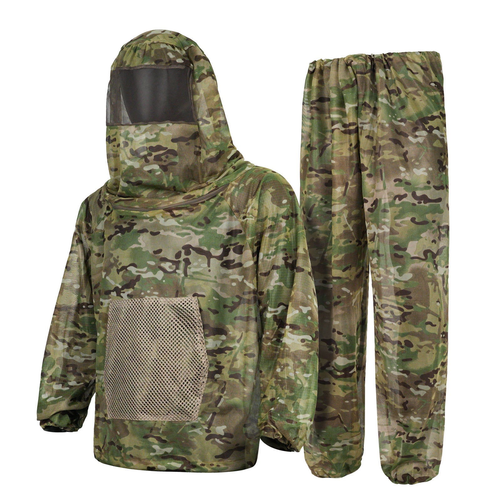 CP in multiple locations Camouflage Mosquito Repellent Suit Ultra-Fine Mesh Hooded Ghillie Suit for Outdoor Hunting Camping Fishing and Beekeeping(XL/XXL)