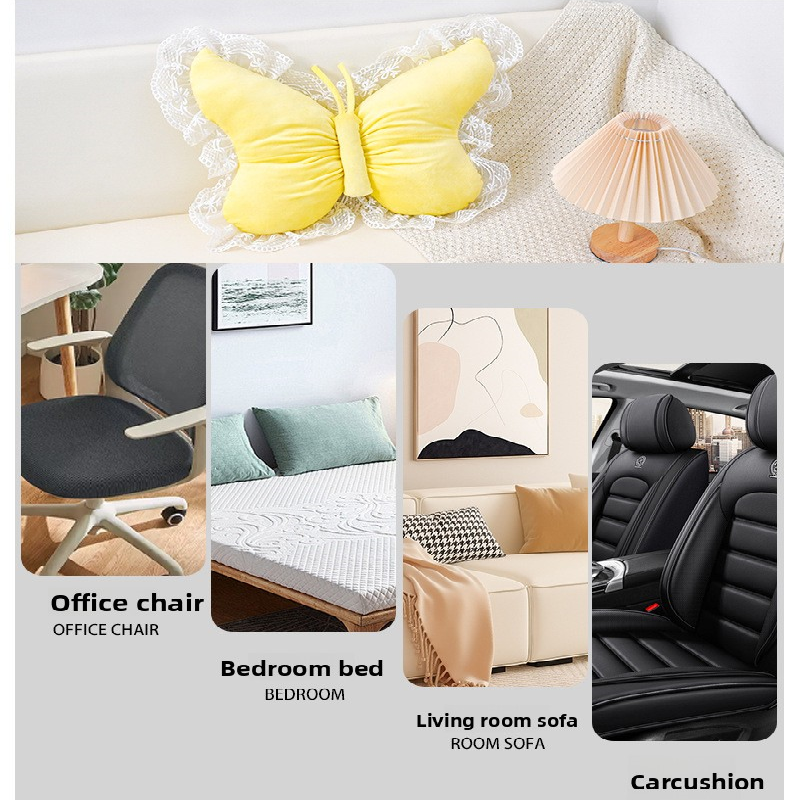 Grey Elegant Butterfly Lace Throw Pillow 60x45cm Soft Decorative Cushion for Sofa Bedroom Office and Car Comfort Backrest Accessory