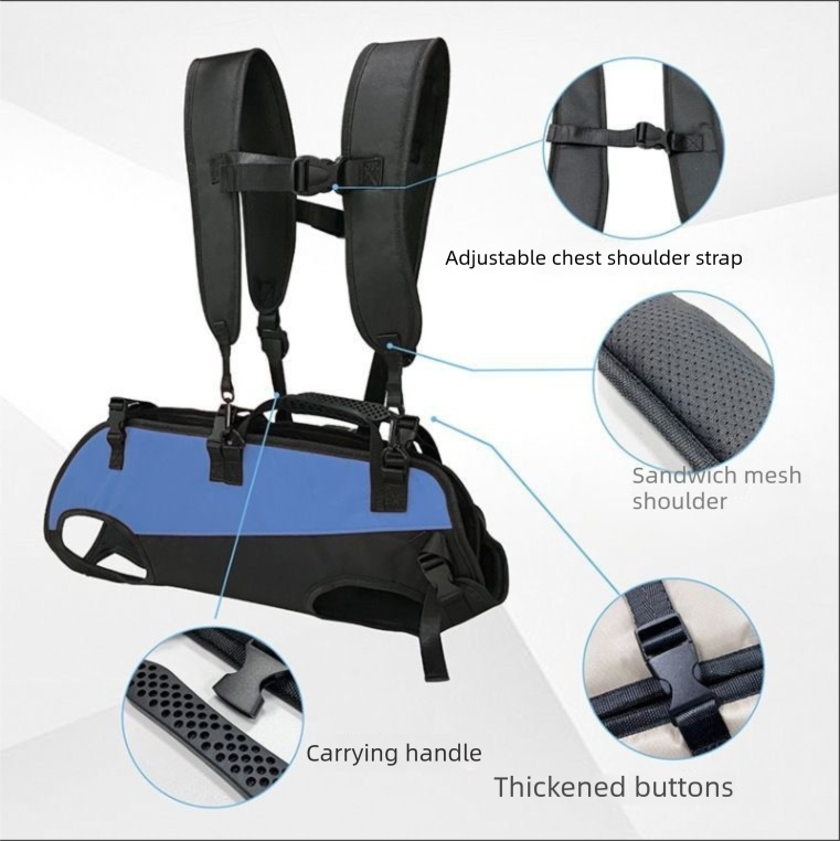 Black Multi-Functional Dog Carrier Backpack and Lift Harness for Hiking and Outdoor Use, Adjustable Breathable Pet Support Sling for Senior or Injured Large Dogs(Size: M)