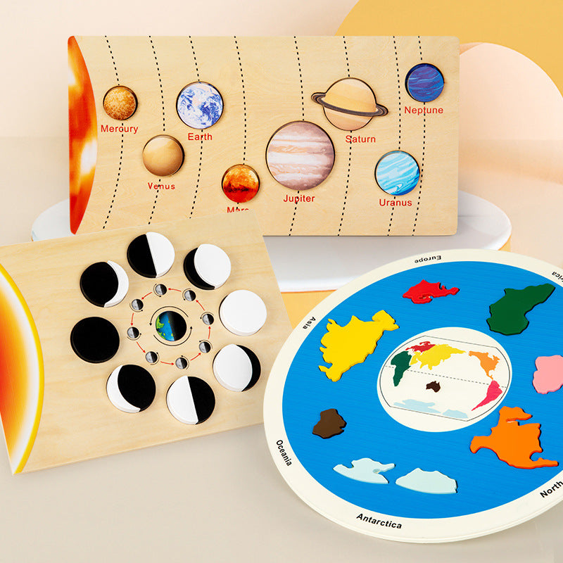 Seven Continents 1.05 Educational Wooden Cognitive Matching Puzzle Toy for Kids Early Learning and Fine Motor Skill Development, Durable Preschool Accessory