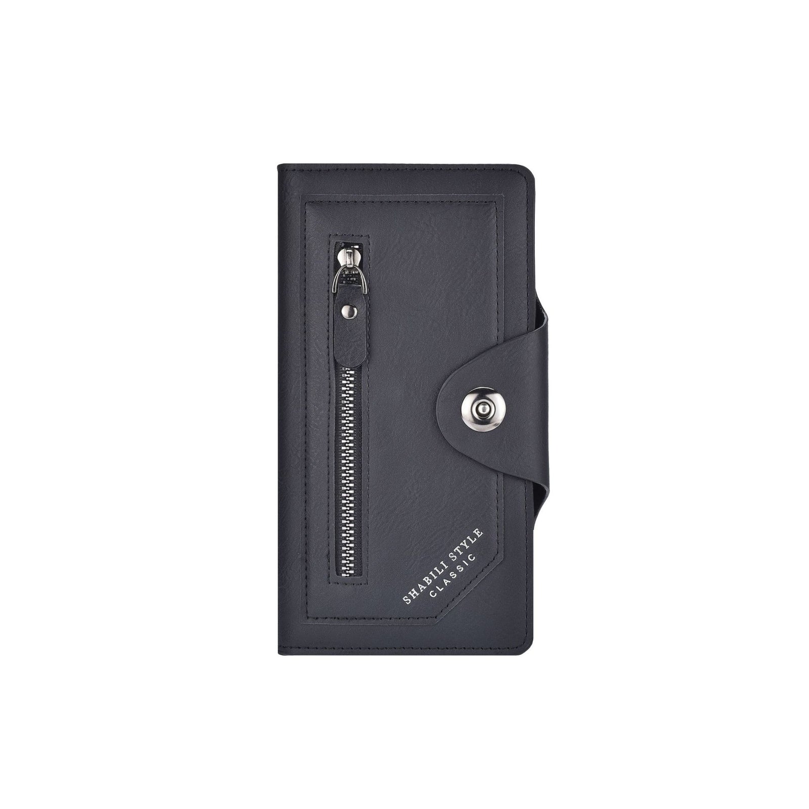 Black Vintage Men's Long Wallet Slim PU Leather Clutch with Multi Card Slots and External Zipper Pocket, Large Capacity Fashion Purse for Daily Use