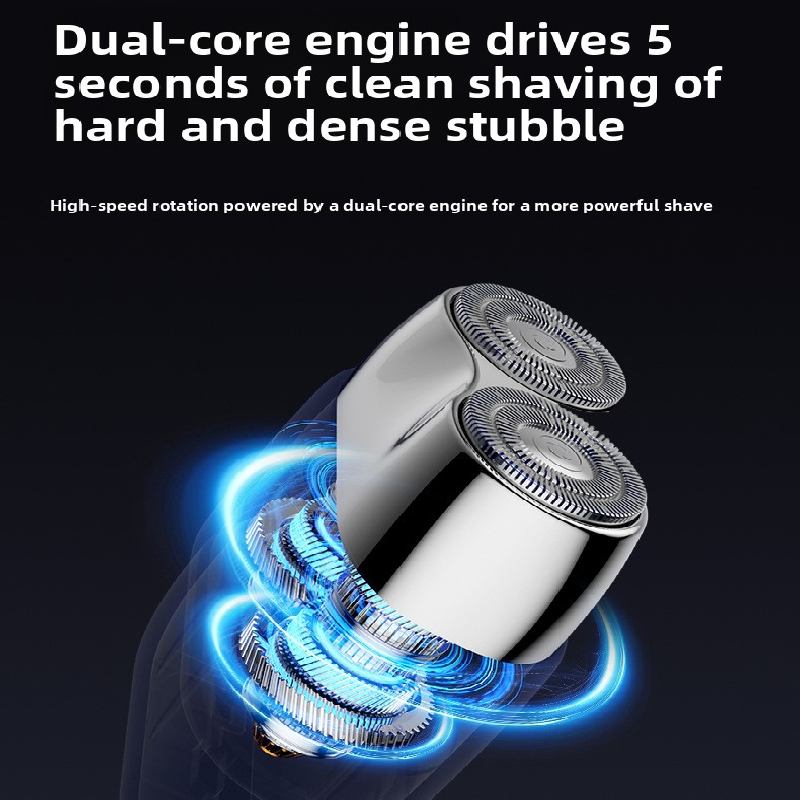 Grey Mini Electric Shaver with Dual Floating Heads Magnetic Suction and IPX5 Waterproofing for Men Travel Grooming Compact Rechargeable Razor AU Stock