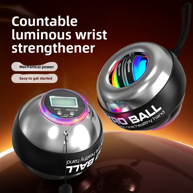 Black LED Gyro Ball Wrist Power Trainer with Digital Counter and Auto-Start Zinc Alloy Core for Grip Strength and Stress Relief in Australian Homes