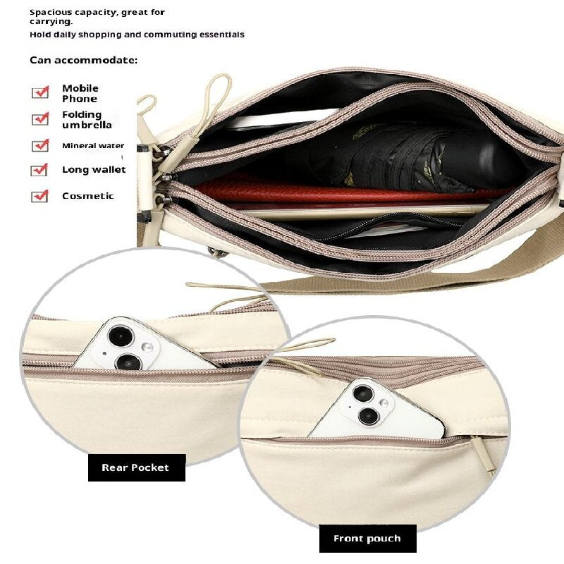 Black Women Lightweight Nylon Crossbody Bag with Multiple Pockets Compact Shoulder Bag for Travel and Daily Essentials in Australia