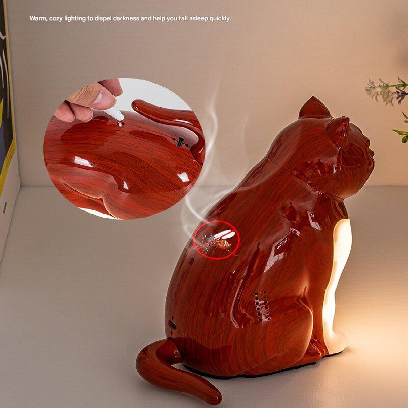 Maple wood grain Lucky Cat Rechargeable Desk Lamp with Sound and Aromatherapy Function Remote Control Eye Care Night Light for Local Home Bedroom and Modern Living Areas