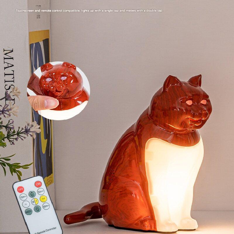 Grey Lucky Cat Rechargeable Desk Lamp with Sound and Aromatherapy Function Remote Control Eye Care Night Light for Local Home Bedroom and Modern Living Areas