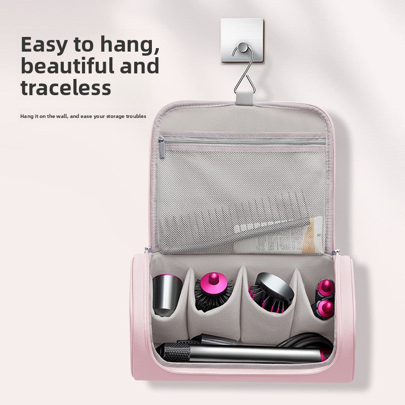 Blue Portable Hair Dryer and Curler Storage Bag Waterproof PU Leather Travel Case with Hanging Hook for Local Professionals and Modern Lifestyles
