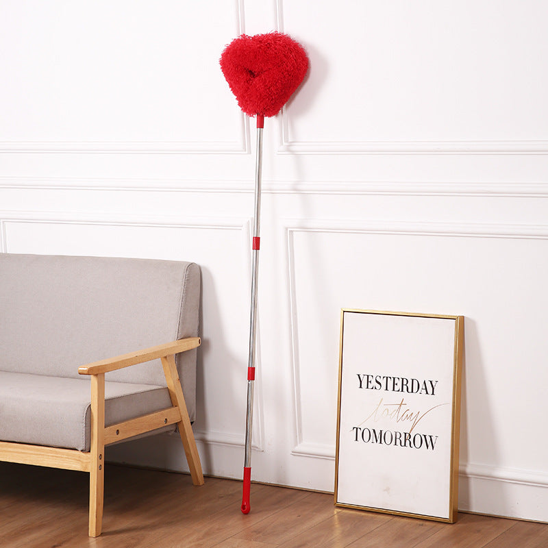 Red Long Handle Ceiling Fan Duster with Hollow Microfiber Head and Extendable Stainless Steel Pole for High Reach Home Cleaning Efficiency