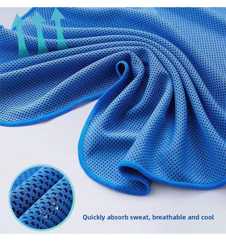 Green Instant Cooling Hooded Towel U-Shaped Sun Protection Quick Dry Scarf with Carabiner Pouch for Local Outdoor Sports and Gym Workouts