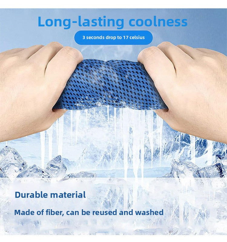 Deep Blue Football Instant Cooling Hooded Towel U-Shaped Sun Protection Quick Dry Scarf with Carabiner Pouch for Local Outdoor Sports and Gym Workouts