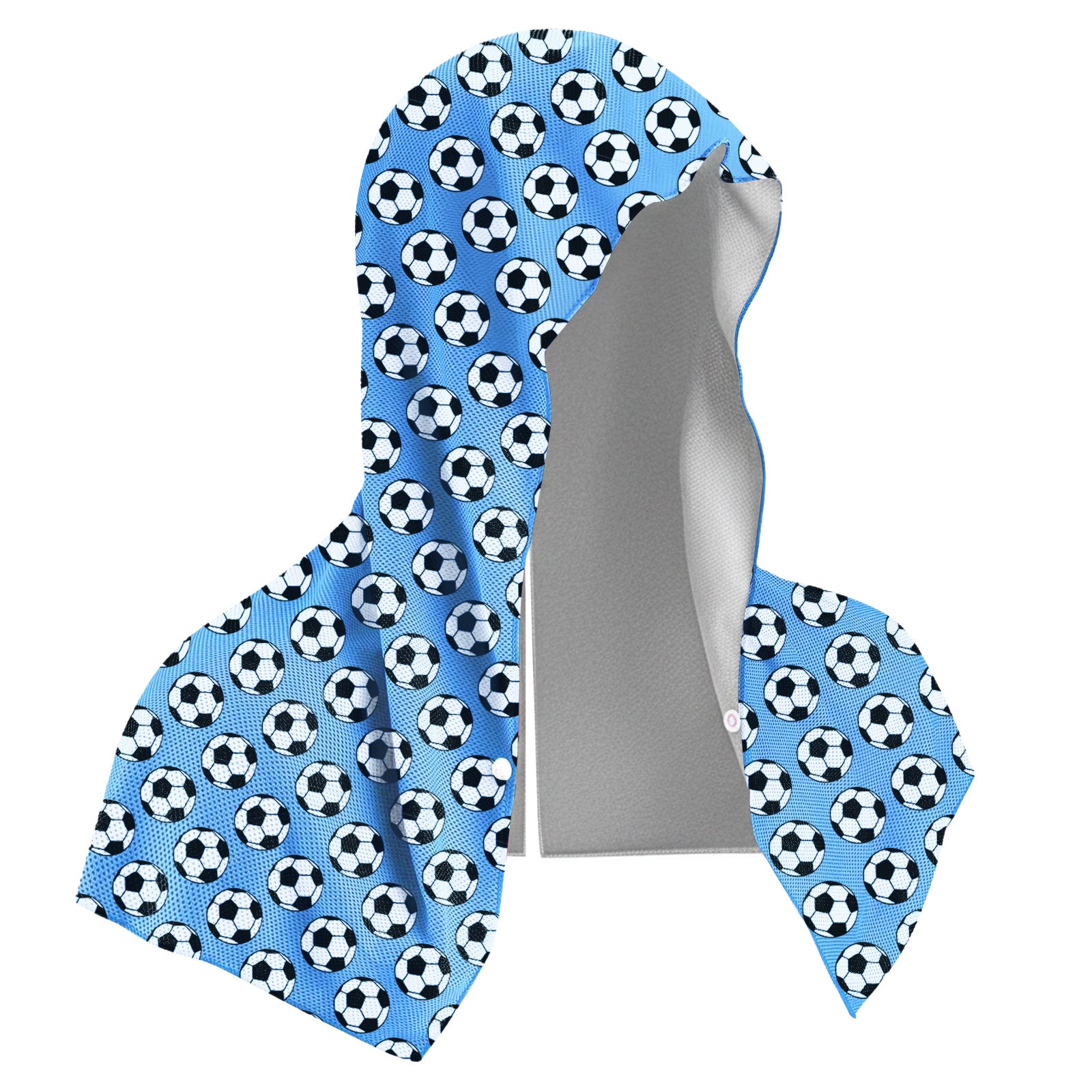 Light Blue Football Instant Cooling Hooded Towel U-Shaped Sun Protection Quick Dry Scarf with Carabiner Pouch for Local Outdoor Sports and Gym Workouts