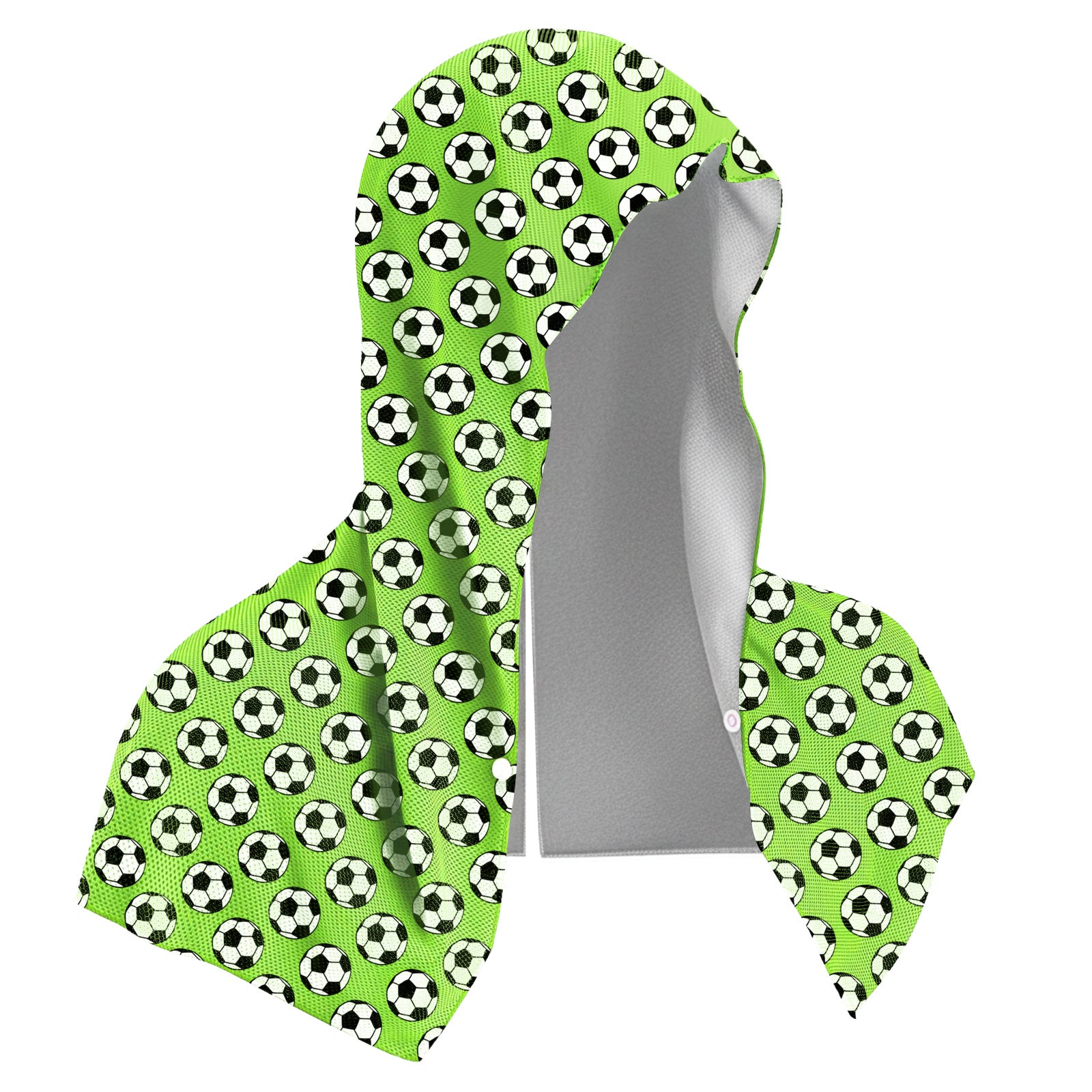 Green Football Instant Cooling Hooded Towel U-Shaped Sun Protection Quick Dry Scarf with Carabiner Pouch for Local Outdoor Sports and Gym Workouts