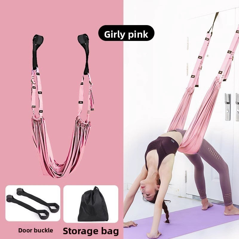 Pink Aerial Yoga Door Hanging Strap for Home Workouts Adjustable Stretch Band for Backbend Inversion and Flexibility Premium Standard Fit for Local Enthusiasts