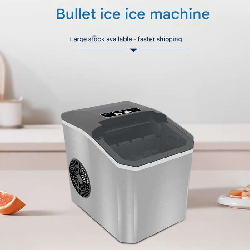 White Portable Countertop Ice Maker with 12kg Daily Capacity Rapid Bullet Ice Production for Home Kitchen and Local Office Refreshment Needs