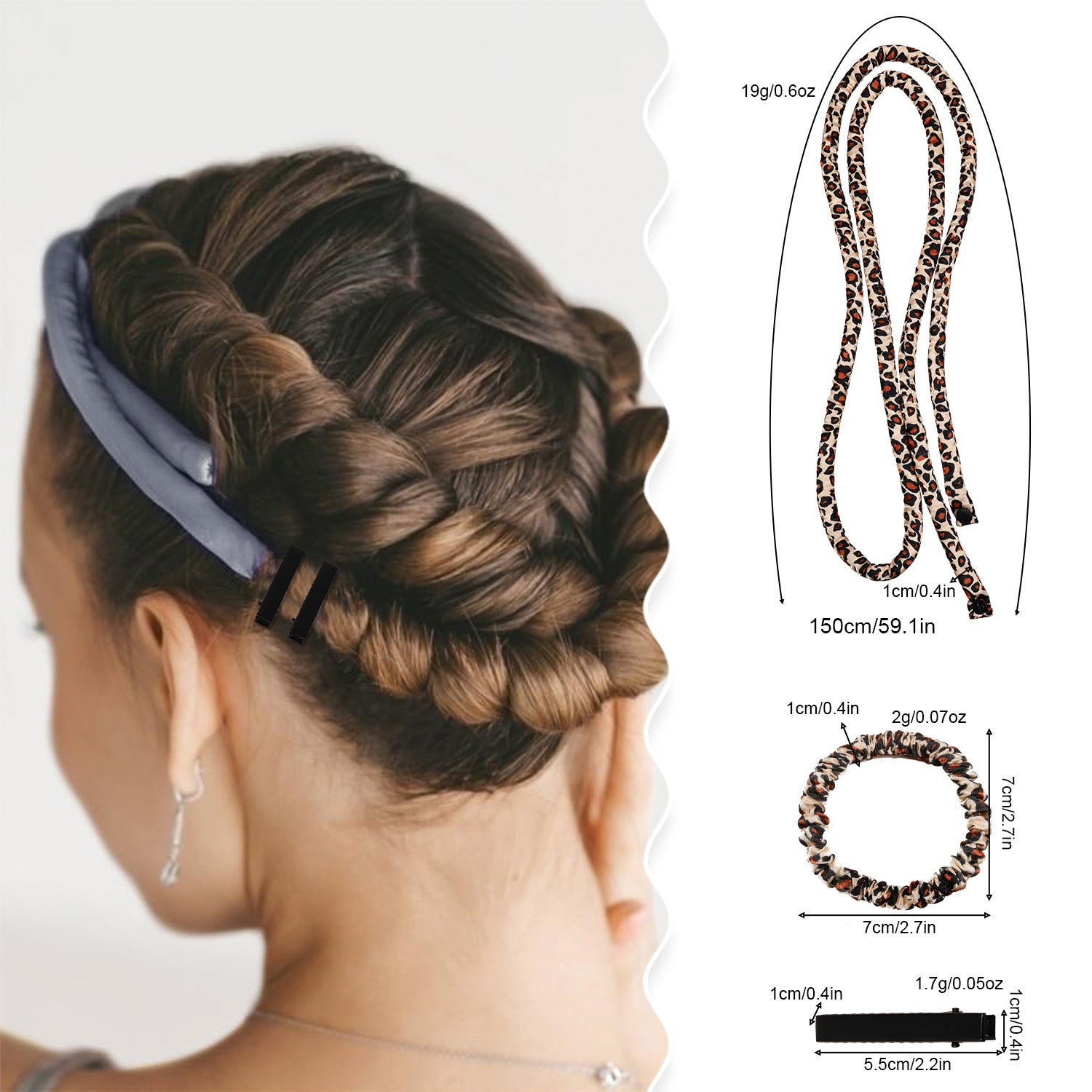 2-PCS Bronze color Heatless Hair Curler Set Extra Long Overnight Soft Ribbon for Natural Big Waves Damage-Free Professional Home Styling Solution for Local Women