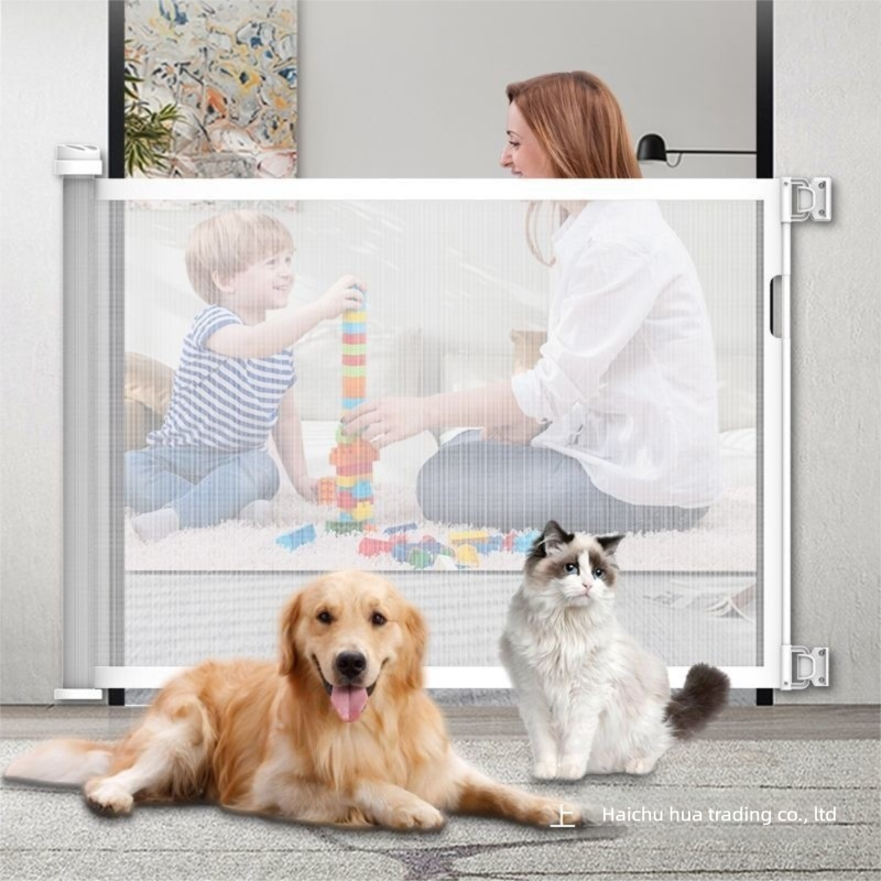 Grey Retractable Baby Safety Gate and Pet Barrier Extra Wide 300cm for Stairs and Doorways No Drill Mesh In-Home Protection Solution for Local Families