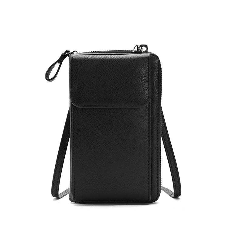 Black Women's PU Leather Crossbody Phone Bag with Adjustable Shoulder Strap and Large Capacity Wallet for Daily Travel Stylish and Organized Local Fashion Fit