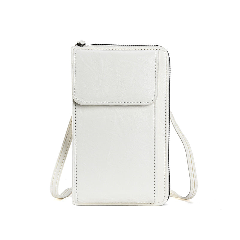 White Women's PU Leather Crossbody Phone Bag with Adjustable Shoulder Strap and Large Capacity Wallet for Daily Travel Stylish and Organized Local Fashion Fit