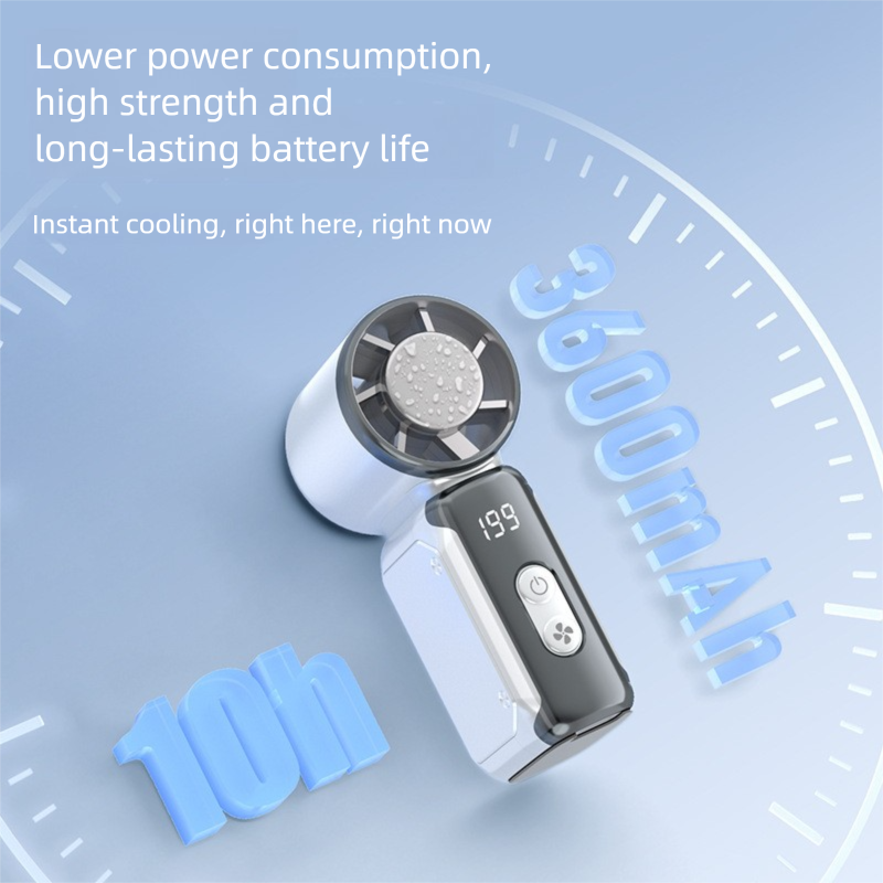 Black Portable Mini Handheld Fan with 199-Speed Settings and Brushless Motor for Outdoor Use High Performance Cooling Solution Local Standard Fit