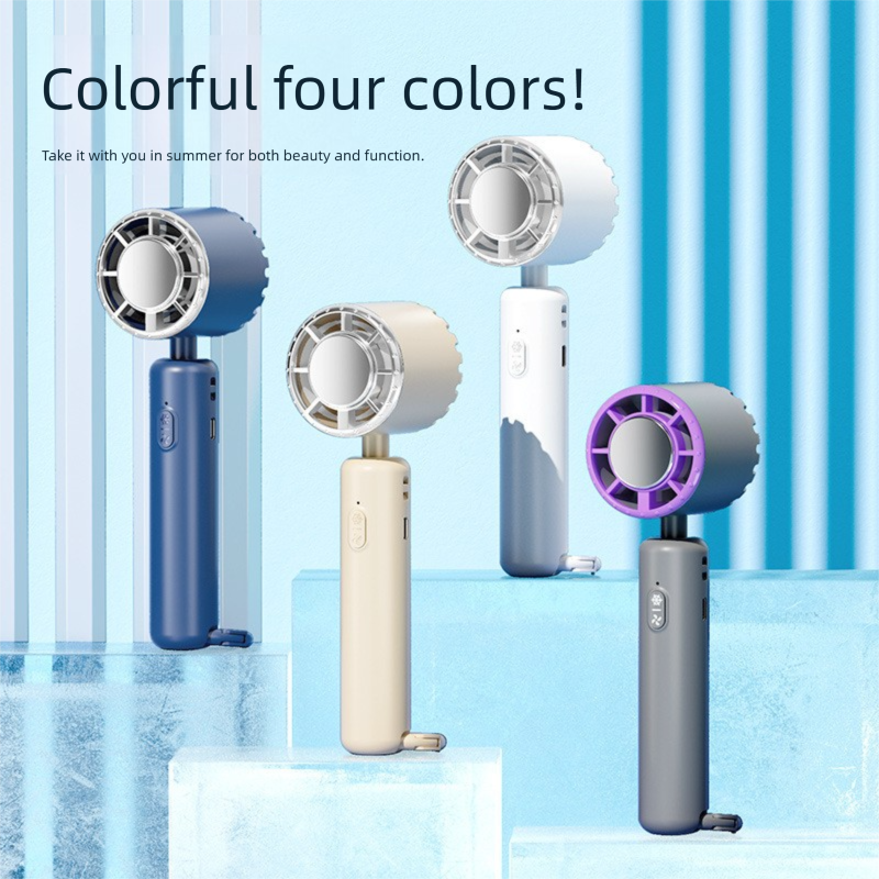 Blue Portable Ice Cooling Handheld Fan USB Rechargeable 2000mAh Silent Battery Fan for Office and Outdoor Use Personal Cooling Solution for Local Professionals