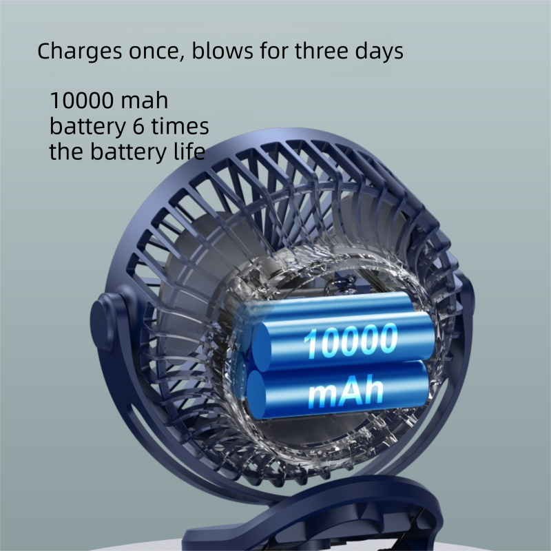 White 10000mAh Portable Clip on Fan with 720 Degree Rotation 4 Speeds for Stroller Kitchen Office Desk Quiet Rechargeable Cooling Solution for Local Homes