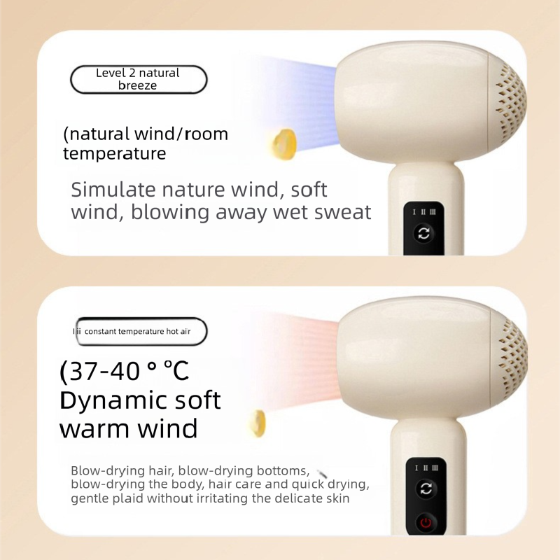 Pink Wireless Baby Hair Dryer with Constant Temperature and Negative Ion Technology for Gentle Hair and Skin Care, Ideal for Infants and Toddlers